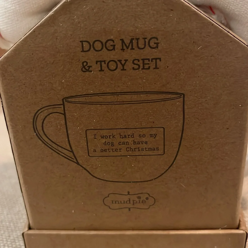 Mud Pie White Santa's Favorite Dog Toy and Mug Set/NWT